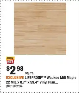 Home Depot EXCLUSIVE LIFEPROOF Waukee Mill Maple 22 MIL x 8.7 x 59.4 Vinyl Plank Flooring (25.02 sq. ft.) offer