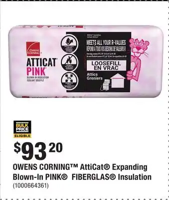 Home Depot OWENS CORNING AttiCat Expanding Blown-In PINK FIBERGLAS Insulation offer