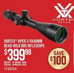 Cabela's VORTEX VIPER 3-9X40MM DEAD-HOLD BDC RIFLESCOPE offer