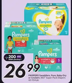 Sobeys PAMPERS Swaddlers, Pure, Baby-Dry or Cruisers offer