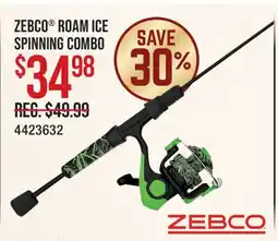 Cabela's ZEBCO ROAM ICE SPINNING COMBO offer
