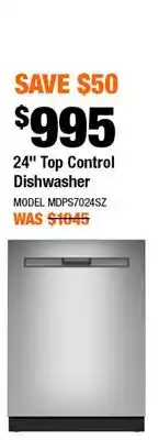 Home Depot 24 Top Control Dishwasher offer