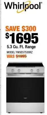 Home Depot 5.3 Cu. Ft. Range offer