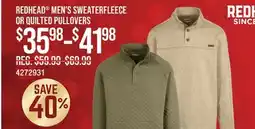 Cabela's REDHEAD MEN'S SWEATERFLEECE OR QUILTED PULLOVERS offer