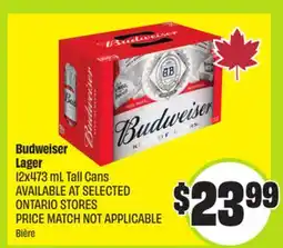 FreshCo Budweiser Lager 12x473 mL Tall Cans offer