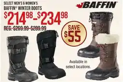 Cabela's SELECT MEN'S & WOMEN'S BAFFIN WINTER BOOTS offer