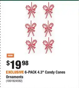 Home Depot EXCLUSIVE 6-PACK 4.3 Candy Canes Ornaments offer
