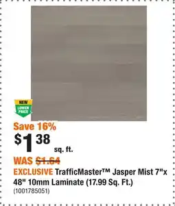 Home Depot EXCLUSIVE TrafficMaster Jasper Mist 7x 48 10mm Laminate (17.99 Sq. Ft.) offer