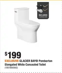 Home Depot EXCLUSIVE GLACIER BAY Pemberton Elongated White Concealed Toilet offer