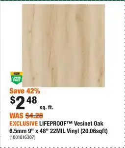 Home Depot EXCLUSIVE LIFEPROOF Vesinet Oak 6.5mm 9 x 48 22MIL Vinyl (20.06sqft) offer