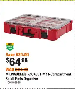Home Depot MILWAUKEE PACKOUT 11-Compartment Small Parts Organizer offer