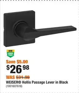 Home Depot WEISER Hollis Passage Lever in Black offer