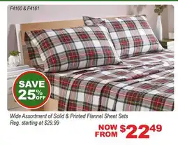 Oxford Mills Wide Assortment of Solid & Printed Flannel Sheet Sets offer