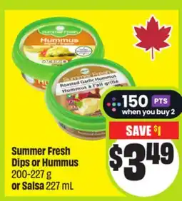 FreshCo Summer Fresh Dips or Hummus 200-227 g or Salsa 227 mL offer