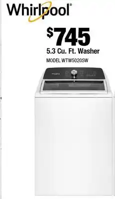 Home Depot 5.3 Cu. Ft. Washer offer