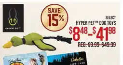 Cabela's SELECT HYPER PET DOG TOYS offer