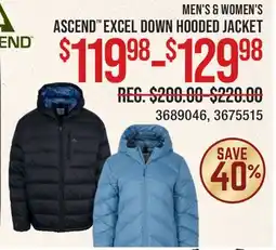 Cabela's MEN'S & WOMEN'S ASCEND EXCEL DOWN HOODED JACKET offer