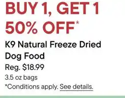 Petvalu K9 Natural Freeze Dried Dog Food offer