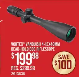 Cabela's VORTEX VANQUISH 4-12X40MM DEAD-HOLD BDC RIFLESCOPE offer