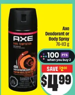 FreshCo Axe Deodorant or Body Spray 76-113 g offer