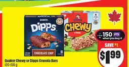 FreshCo Quaker Chewy or Dipps Granola Bars 120-156 g offer