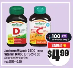 FreshCo Jamieson Vitamin C 500 mg or Vitamin D 1000 IU 75-240 pk Selected Varieties offer