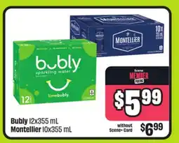 FreshCo Bubly 12x355 mL Montellier 10x355 mL offer