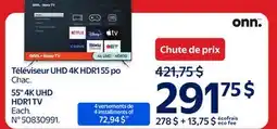 Walmart Onn.55 4K UHD HDR1 TV offer