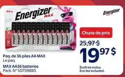 Walmart Energizer MAX AA36 batteries offer