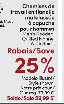 L'équipeur Men's Hooded, Quilted Flannel Work Shirts offer