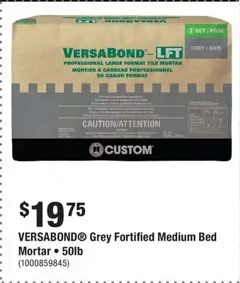 Home Depot VERSABOND Grey Fortified Medium Bed Mortar • 50lb offer