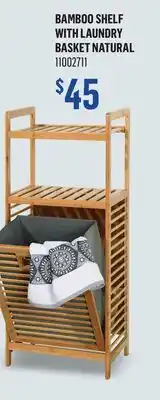 Canac Bamboo Shelf with Laundry Basket Natural offer