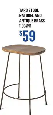 Canac Taro Stool Naturel and Antique Brass offer