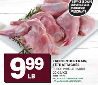 L'Intermarché LAPIN ENTIER FRAIS, TÊTE ATTACHÉE | FRESH WHOLE RABBIT offer