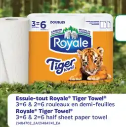 L'Intermarché ESSUIE-TOUT ROYALE TIGER TOWEL 3=6 & 2=6 ROLEAUX EN DEMI-FEUILES offer