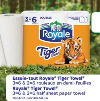 L'Intermarché ESSUIE-TOUT ROYALE TIGER TOWEL 3=6 & 2=6 ROLEAUX EN DEMI-FEUILES offer