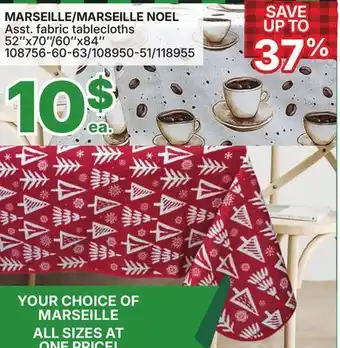 Rossy MARSEILLE NOEL Asst. fabric tablecloths offer