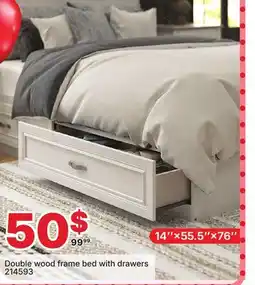 Rossy Double wood frame bed with drawers offer