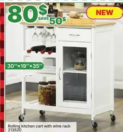 Rossy Rolling kitchen cart with wine rack offer