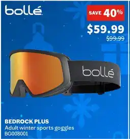 Sports Experts BOLLÉ BEDROCK PLUS Adult winter sports goggles offer