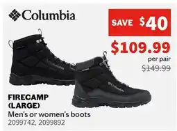 Sports Experts Columbia FIRECAMP (LARGE) Men's or women's boots offer