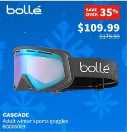 Sports Experts BOLLÉ CASCADE Adult winter sports goggles offer