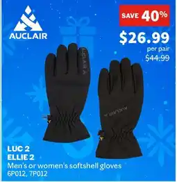 Sports Experts AUCLAIR LUC 2 ELLIE 2 Men's or women's softshell gloves offer