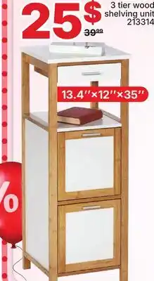 Rossy 3 tier wood shelving unit offer