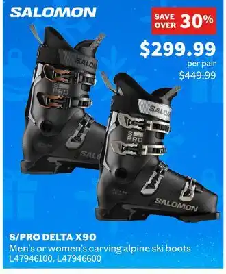 Sports Experts SALOMON S/PRO DELTA X90 Men's or women's carving alpine ski boots offer