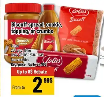 Mayrand Biscoff spread, cookie, topping, or crumbs Lotus offer