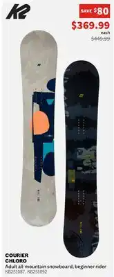 Sports Experts K2 SNOWBOARD COURIER CHLORO Adult all-mountain snowboard, beginner rider offer
