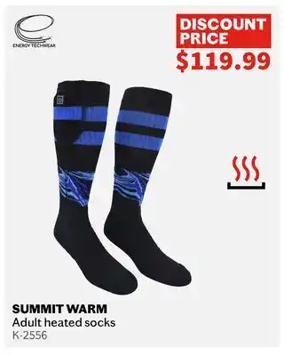 Sports Experts ENERGY TECHWEAR SUMMIT WARM Adult heated socks offer