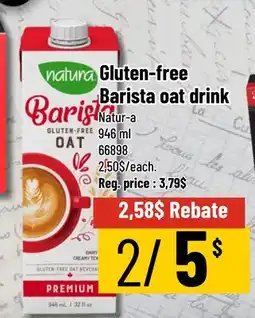 Mayrand Natur-a Gluten-free Barista oat drink offer