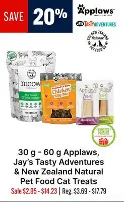 Ren’s Pets Depot Applaws, Jay's Tasty Adventures & New Zealand Natural Pet Food Cat Treats offer